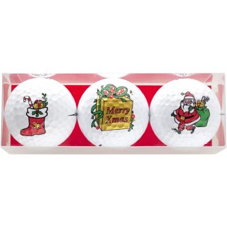 3 Golfblle im Weihnachts-Design Nikolausstiefel, Santa
