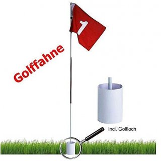 Golf Fahne mit Golfloch mit 2 Motivgolfbllen