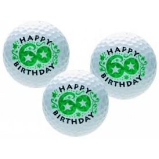 CEBEGO Golfballset Happy 60er, Golfball und Golfblle, Golfgeschenk zum Geburtstag Jubilum Golf Gift