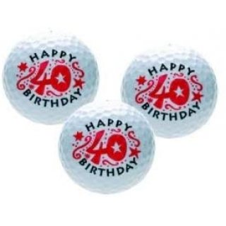 CEBEGO Golfballset HAPPY-40er, Golfball und Golfblle,Geburtstagsmotiv