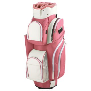 Pinkes Golf-Cartbag mit weien Taschen